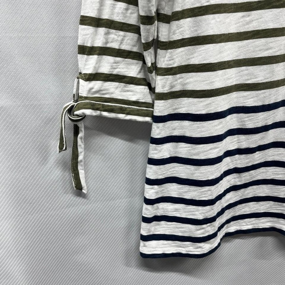 Chic Nautical Christopher & Banks Green & Blue Striped Long Sleeve Top Size S - Picture 3 of 5